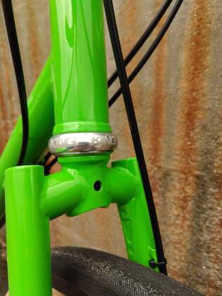 Pioneer Valley Frameworks head tube reinforcing rings to strengthen headtube on custom bicycle handmade bike Chris King Headset segmented fork crown Picture
