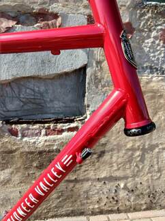 Pioneer Valley Frameworks  sporty red road frame with down tube gusset for extra strength handmade bike with Alfa Romeo custom red paint Picture
